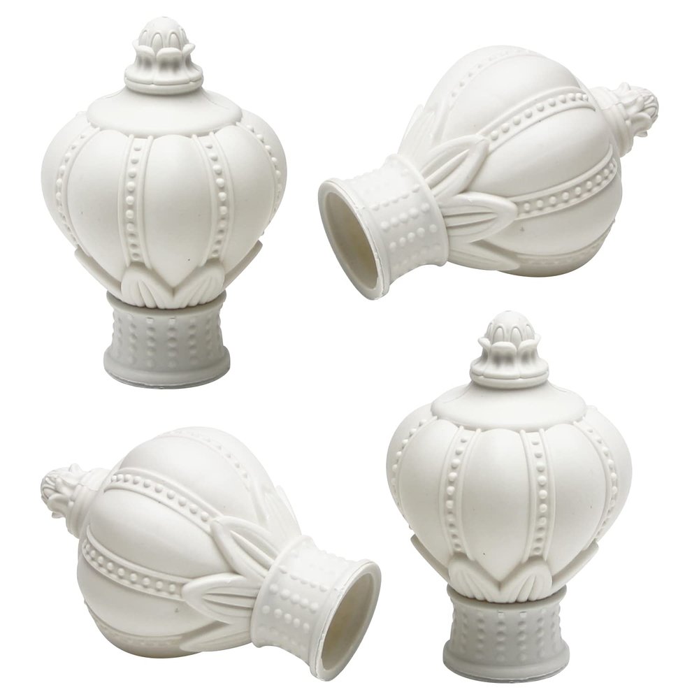 Aicosineg Curtain Rod Cap Finials Plastic Vintage for 26-27mm/1.02-1.06inch Dia Rod Creamy-White 100mm/3.93inch Height 4Pcs
