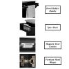 Black Rolling Kitchen Island Portable Utility Serving Cart with 2 Doors Storage Cabinet 3 Drawers Spice Rack Stainless Steel Countertop Utensils Kitchenware Dishware Kitchen Essentials Storage view 4