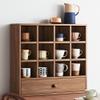 MNSRRN Coffee Cup Storage Rack, Cup Storage Rack, Table Surface Bookshelf, Display Cabinet Retro Wooden Coffee Tea Cup Holder,B view 1