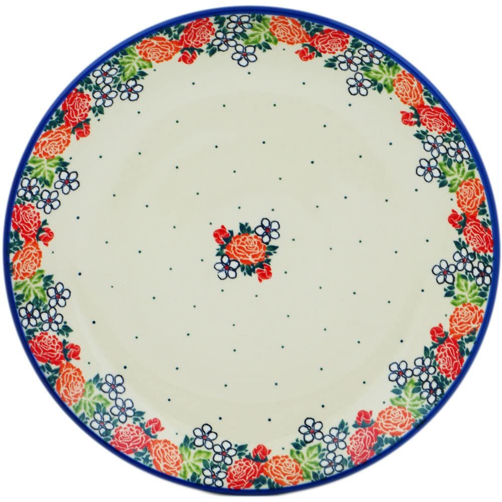 Polmedia Polish Pottery Dinner Plate - Spring's Arrival Pattern Handmade in Boleslawiec Poland by Ceramika Artystyczna + Certificate of Authenticity