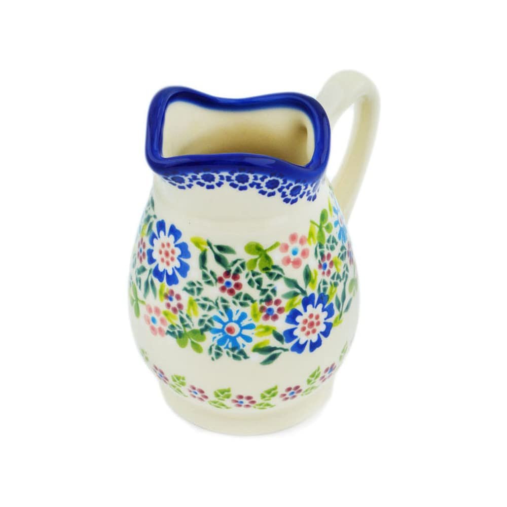Polmedia Polish Pottery Creamer UNIKAT - Playground Meadow Pattern Handmade in Boleslawiec Poland + Certificate of Authenticity