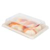 Restaurantware LIDS ONLY: Foil Lux Plastic Lids For Small Sushi Tray 100 Rectangle Bagasse Dish Lids - Trays Sold Separately Dome Design Clear Plastic Lids For Sugarcane Trays Disposable view 2