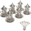 Alisveristime (SET OF 6 Handmade Turkish Tea Water Zamzam Serving Set Glasses Saucer (Silver) view 1