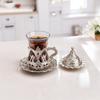 Alisveristime (SET OF 6 Handmade Turkish Tea Water Zamzam Serving Set Glasses Saucer (Silver) view 3