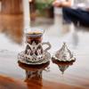 Alisveristime (SET OF 6 Handmade Turkish Tea Water Zamzam Serving Set Glasses Saucer (Silver) view 4