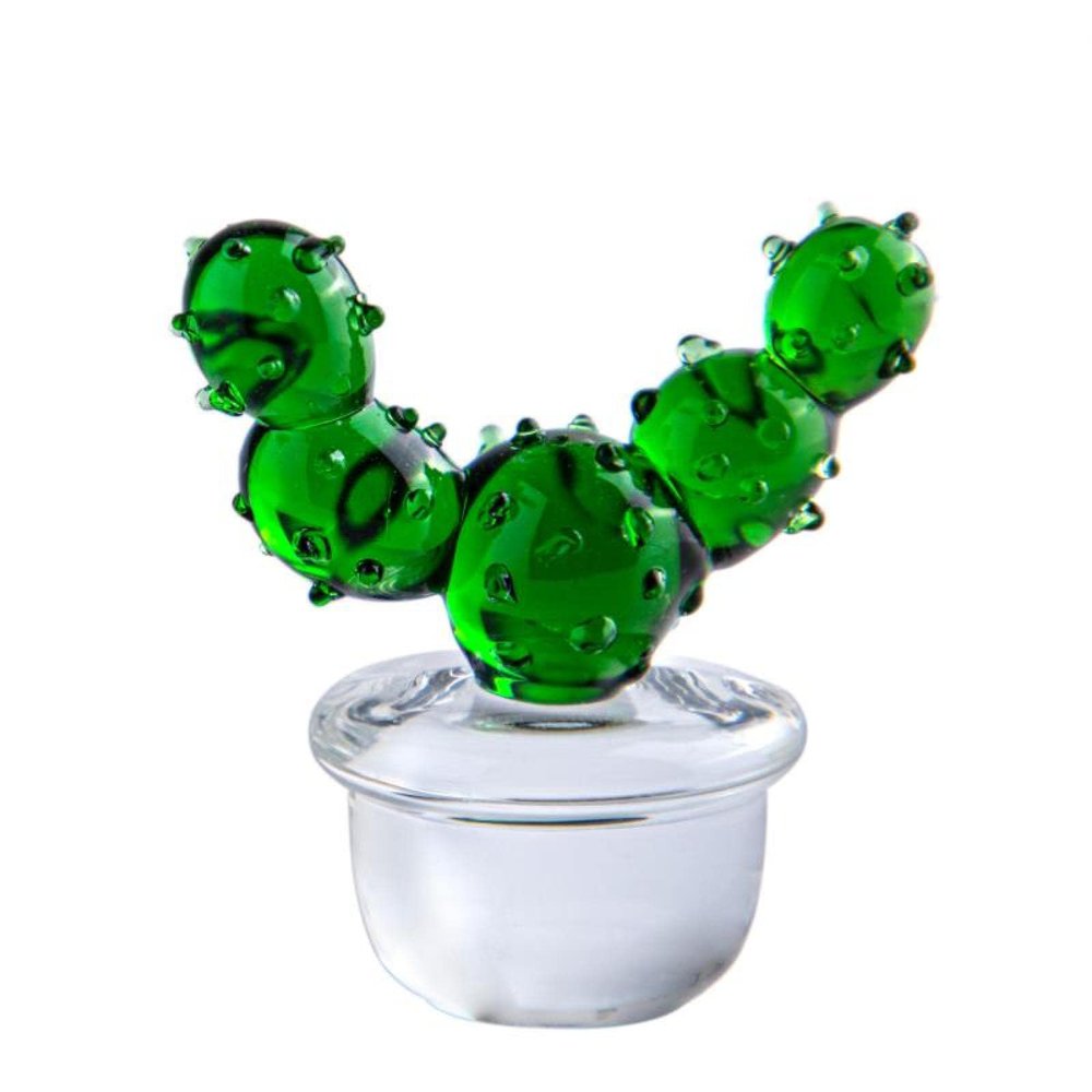 DECRZPB Coloured Glaze Art Green Cactus Glass Figurine Handmade Blown Glass Paperweights Gift for Birthday Home Decor Table Ornament