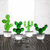 DECRZPB Coloured Glaze Art Green Cactus Glass Figurine Handmade Blown Glass Paperweights Gift for Birthday Home Decor Table Ornament view 3