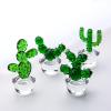 DECRZPB Coloured Glaze Art Green Cactus Glass Figurine Handmade Blown Glass Paperweights Gift for Birthday Home Decor Table Ornament view 4
