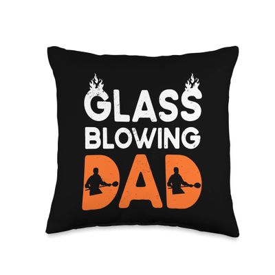 Glass Blowing Father Molten Glass Daddy Gift Dad Glassblower Father Blowpipe Glass Blower Throw Pillow, 16x16, Multicolor