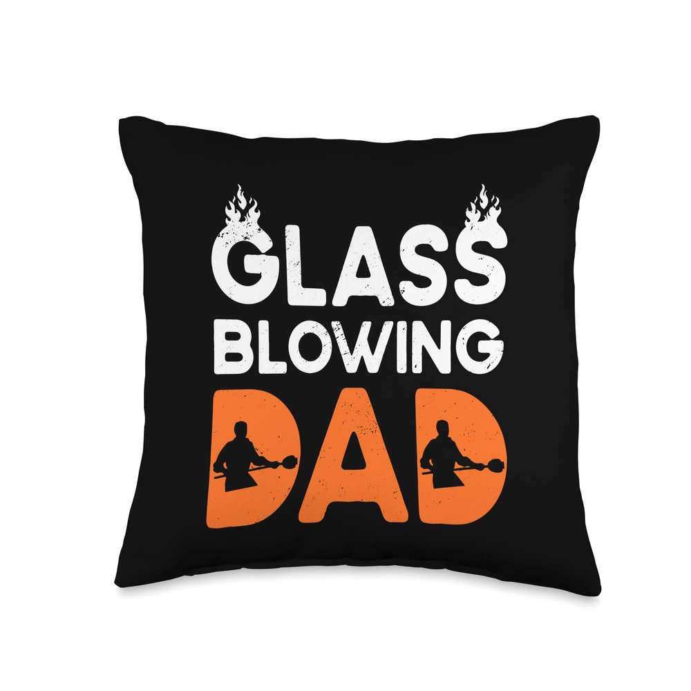 Glass Blowing Father Molten Glass Daddy Gift Dad Glassblower Father Blowpipe Glass Blower Throw Pillow, 16x16, Multicolor