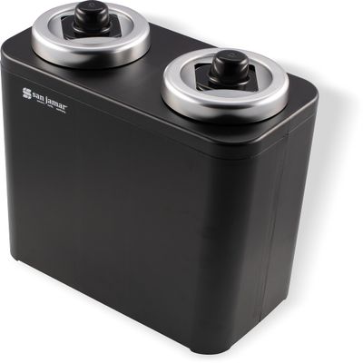 San Jamar Frontline Portion Cup Dispenser, Dispenses Cups and Lids, Plastic, 6.5 x 11.75 Inches, Black