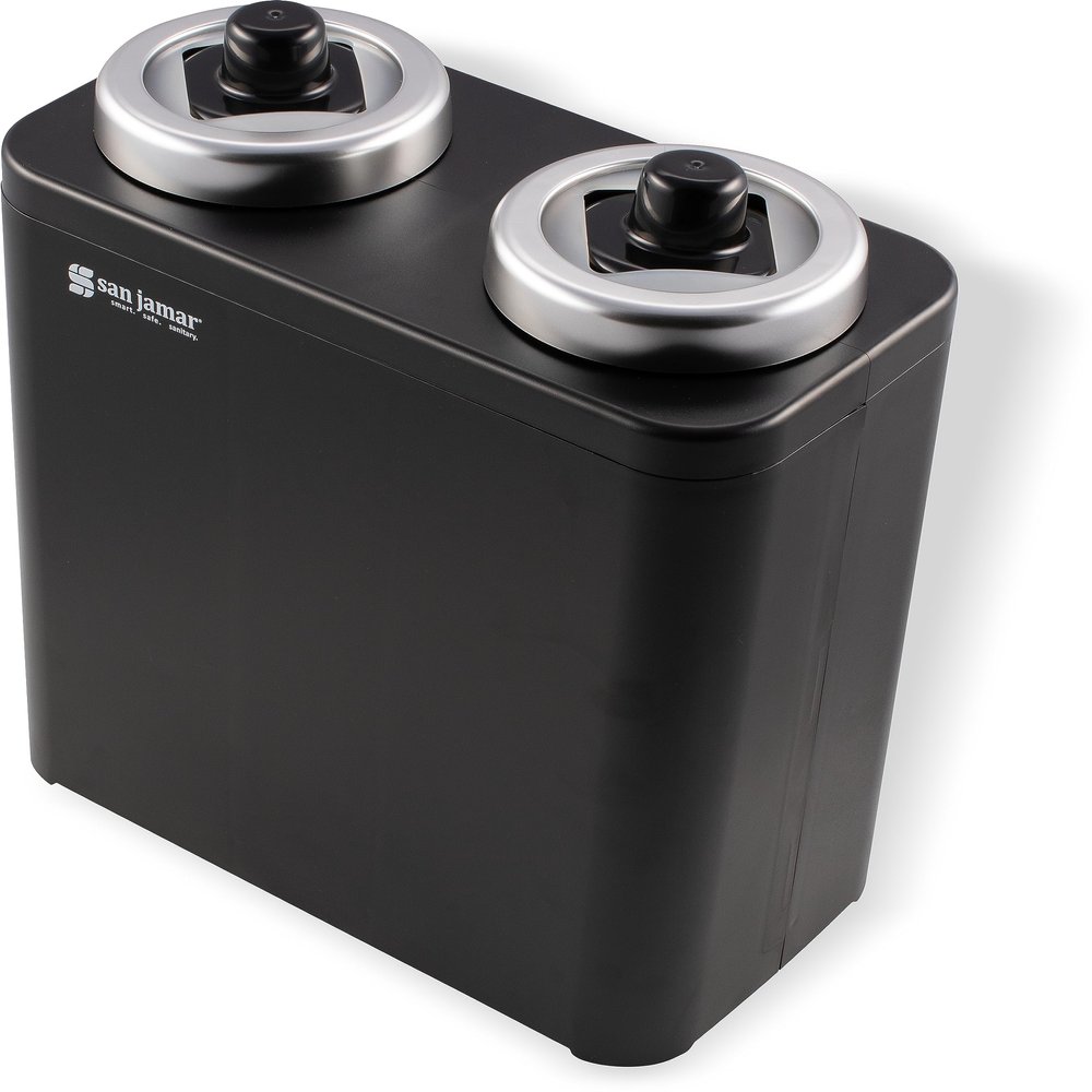 San Jamar Frontline Portion Cup Dispenser, Dispenses Cups and Lids, Plastic, 6.5 x 11.75 Inches, Black
