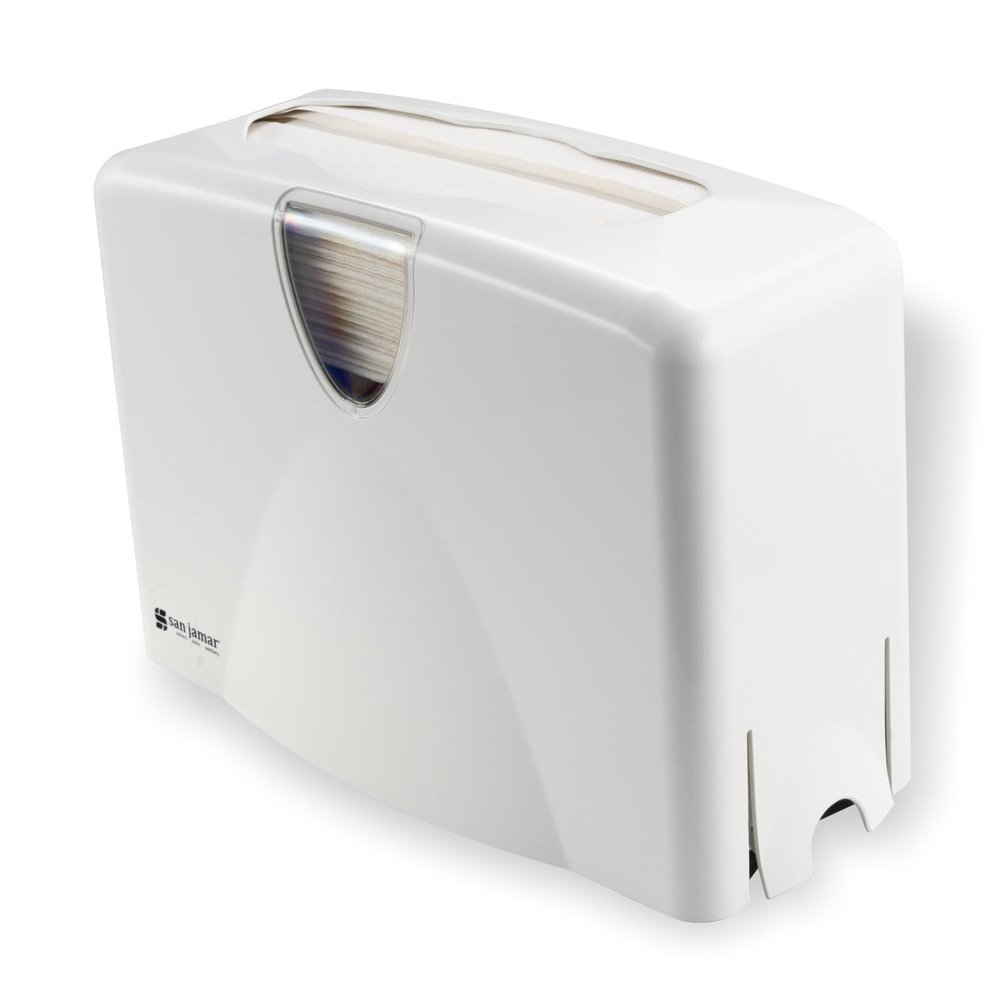 San Jamar Paper Towel Dispenser Countertop Towel Holder, Holds Multifold, C-Fold, Or Singlefold Towels for Bathroom, Restaurants, Cafes, Fast Food, Plastic, 9 X 12.25 X 6 Inches, White