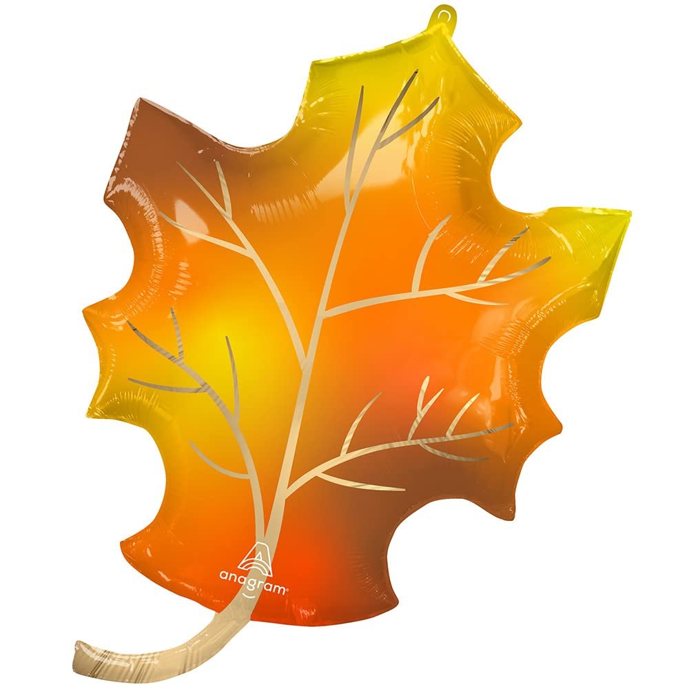 Anagram 44836 Satin Infused Fall Leaf Foil Mylar Party Balloon, 34", Multicolor, Pack of 1