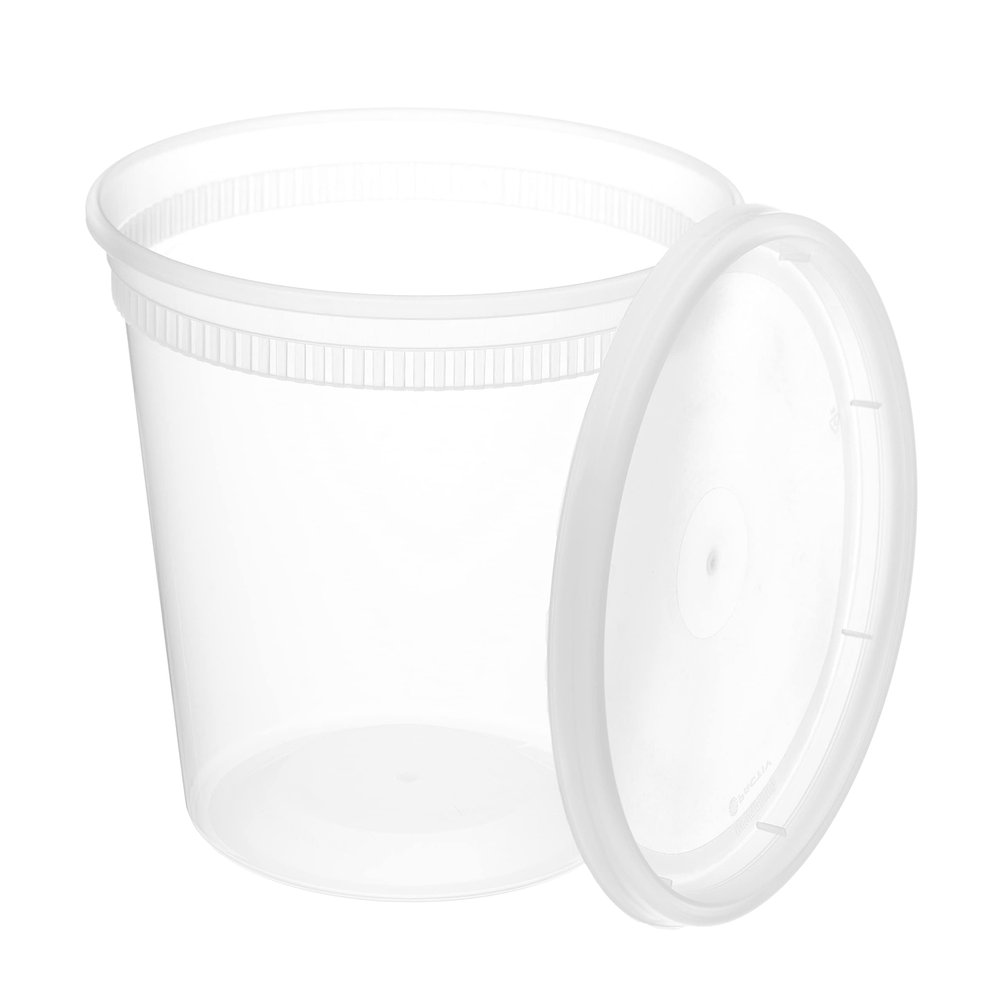 EcoQuality Heavy Duty Food Storage Containers with Lids - Leakproof Deli Containers with Lids - Soup, Slime, Meal Prep Containers, Take Out, Stackable, Microwavable (32, Round, 240)
