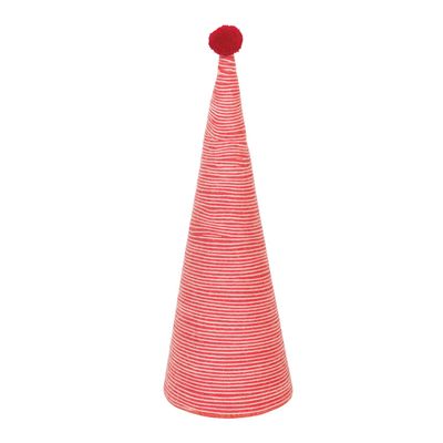 Creative Co-Op Wool Yarn Wrapped Tree with Pom Pom, Red