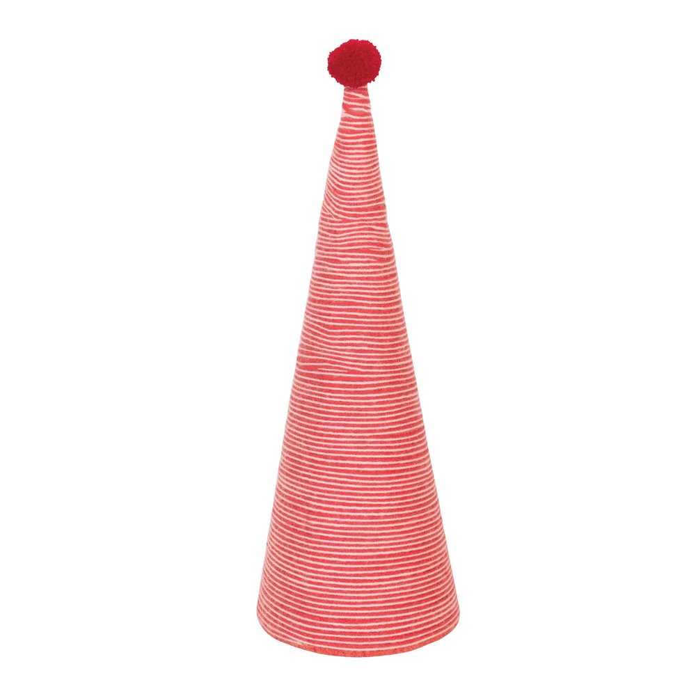 Creative Co-Op Wool Yarn Wrapped Tree with Pom Pom, Red