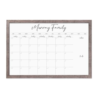 Dry Erase Board Personalized Family Wall Calendar for 2022 and after | Personalized Framed Custom Wall Calendar | Multiple Sizes & Colors (36" W x 24" H, Barnwood Frame)