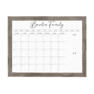 Dry Erase Board Personalized Family Wall Calendar for 2022 and after | Personalized Framed Custom Wall Calendar | Multiple Sizes & Colors (24" W x 18" H, Barnwood Frame)