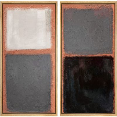 SIGNWIN Framed Canvas Print Wall Art Set Gray White Orange Geometric Color Blocks Abstract Shapes Illustrations Art Contemporary Decorative for Living Room, Bedroom, Office - 24"x36"x2 Natural