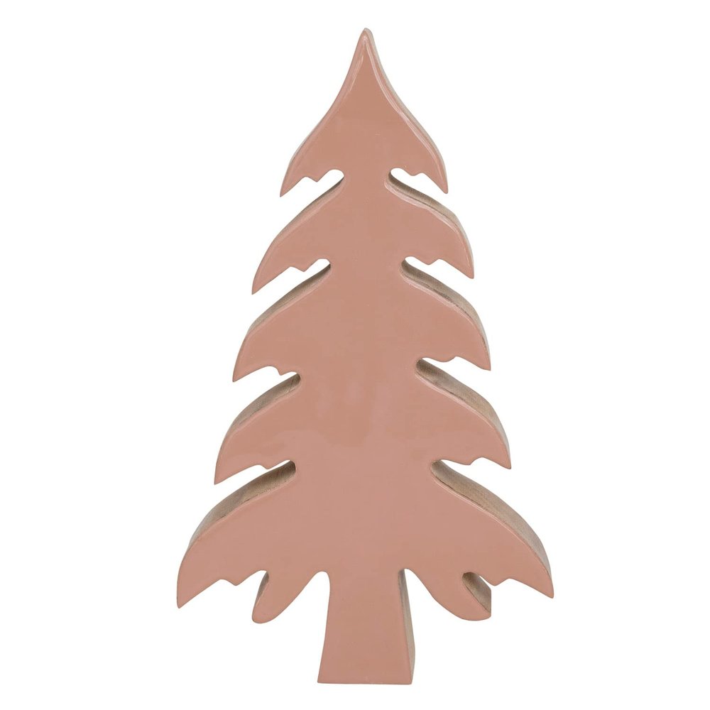 Creative Co-Op Enameled Mango Wood Christmas Tree, Blush