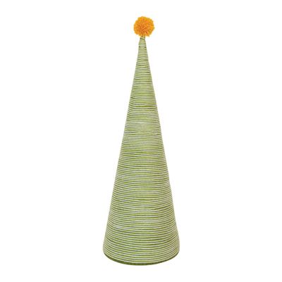 Creative Co-Op Wool Yarn Wrapped Tree with Yellow Pom Pom, Green