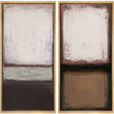 SIGNWIN Framed Canvas Print Wall Art Set White Brown Geometric Color Blocks Abstract Shapes Illustrations Modern Art Contemporary Decorative for Living Room, Bedroom, Office - 24"x36"x2 Natural