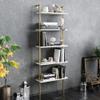 Decorotika Paula 5-Shelf Modern Bookcase, Open Wall Mount Ladder Floating Bookshelf with Industrial Metal Frame (White-Marble&Gold) view 1