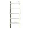 Decorotika Paula 5-Shelf Modern Bookcase, Open Wall Mount Ladder Floating Bookshelf with Industrial Metal Frame (White-Marble&Gold) view 3