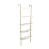 Decorotika Paula 5-Shelf Modern Bookcase, Open Wall Mount Ladder Floating Bookshelf with Industrial Metal Frame (White-Marble&Gold) view 4