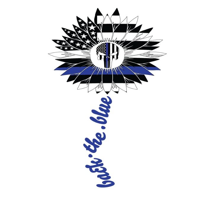 Back The Blue Sunflower with Blue Line American Flag Skull|Great Gift Idea|Single |5 Inch Magnet | Made in The USA | Car Auto Tool Box Refrigerator Magnet|S10138
