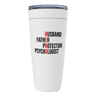 Psychology White Viking Tumbler 20oz - Husband Father Protector Psychologist - Therapy Counselor Physical Mind Personality For Father Daddy