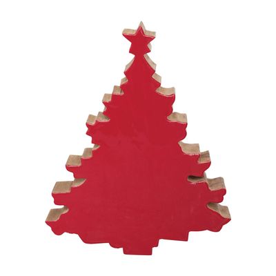 Creative Co-Op Enameled Mango Wood Christmas Tree, Red