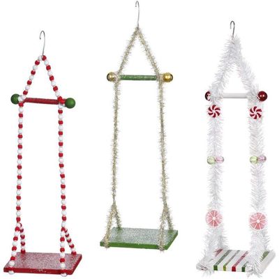 Mark Roberts Christmas 2022 Single Elf Swing, Small 6X18 Inches, Assortment of 3 - Whimsical Holiday Decor and Collectible Christmas Accessories