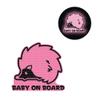 Vesvory 2pcs Baby on Board Decal Hedgehog, Reflective Baby in Car Sticker, Essential for Baby - Safety Caution Sign Baby on Board Please Keep Distance 6.45in X 5.86 in (Pink) view 2