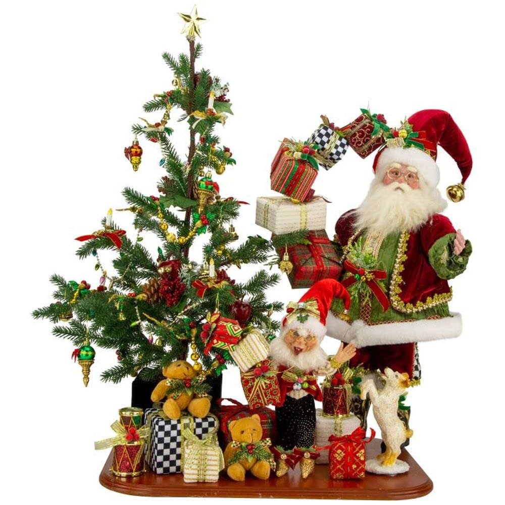 Mark Roberts Santa and Elf Delivering Present 34.5 Inch Holiday Display Figure