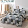 Plaid Patchwork Quilt Queen Size Lightweight Blue Buffalo Plaid Bedspread Coverlet Boy Man Plaid Quilts Bedding with 2 Pillowshams (Coffee, Blue, Full/Queen) view 3