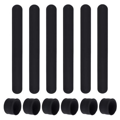 TopTie 24 Pcs Black Silicone Slap Bracelets, Soft Rubber Wristbands