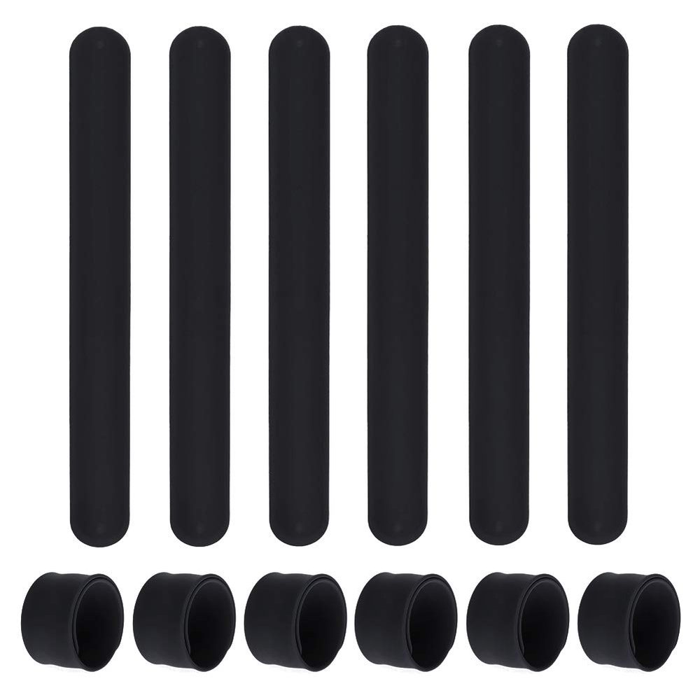 TopTie 24 Pcs Black Silicone Slap Bracelets, Soft Rubber Wristbands