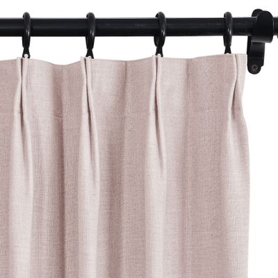 Fcosie 50" W x 63" L Pinch Pleat Drapes for Traverse Rods Room Darkening Curtains Faux Linen 100% Blackout Curtains with Blackout Lining Drapery Panel for Bedroom Living Room (1 Panel), Pink Lemonade