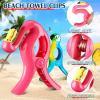 8 Pcs Beach Towel Clips for Chairs Towels, Flamingo Parrot Heavy Duty Holders, Portable Jumbo Size Pins for Pool, Cruise Ship(Pink, Blue,Flamingo, Parrot) view 3