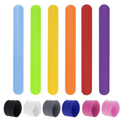 TopTie 24 Pcs Rainbow Silicone Slap Bracelets, Soft Rubber Wristbands