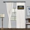 Fcosie 50" W x 63" L Pinch Pleat Drapes for Traverse Rods Room Darkening Curtains Faux Linen 100% Blackout Curtains with Blackout Lining Drapery Panel for Bedroom Living Room (1 Panel), Beige White view 2