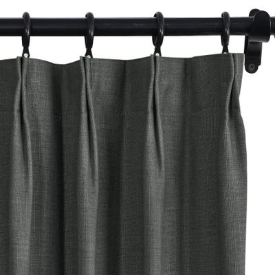 Fcosie 50" W x 63" L Pinch Pleat Drapes for Traverse Rods Room Darkening Curtains Faux Linen 100% Blackout Curtains with Blackout Lining Drapery Panel for Bedroom Living Room (1 Panel), Carbon Grey
