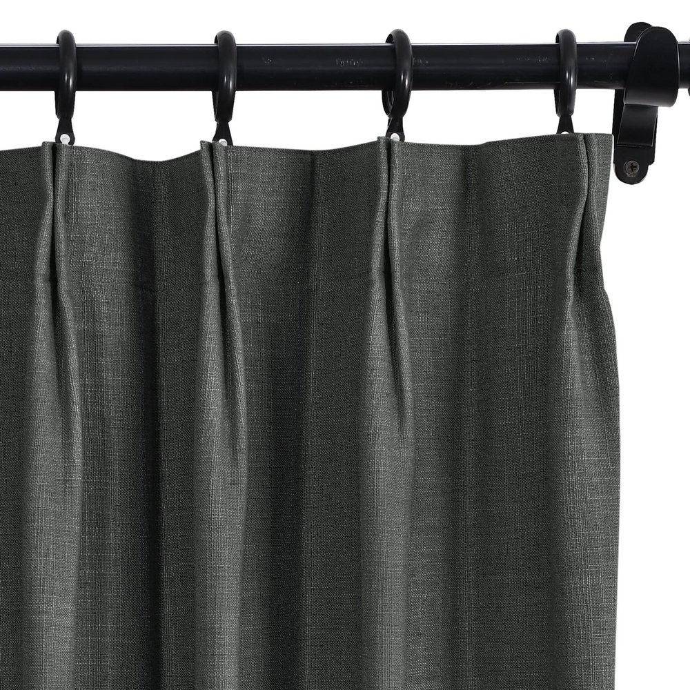 Fcosie 50" W x 63" L Pinch Pleat Drapes for Traverse Rods Room Darkening Curtains Faux Linen 100% Blackout Curtains with Blackout Lining Drapery Panel for Bedroom Living Room (1 Panel), Carbon Grey