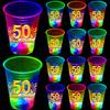 mishunyus 24 Pack Glow 50th Birthday Party Cups - 16 oz 50th Cups with Gold Foil Prints, Birthday Table Decorations Centerpiece Supplies for 50 Year Old Anniversary view 1
