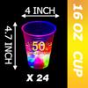 mishunyus 24 Pack Glow 50th Birthday Party Cups - 16 oz 50th Cups with Gold Foil Prints, Birthday Table Decorations Centerpiece Supplies for 50 Year Old Anniversary view 3