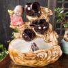 KKNH Relaxation Fountain Tabletop Fountain Ceramic 13.39 Inches High Desktop Fountain Little Monk Feng Shui Fish Tank Humidifier Ornaments Quiet Soothing Sound of Water view 3