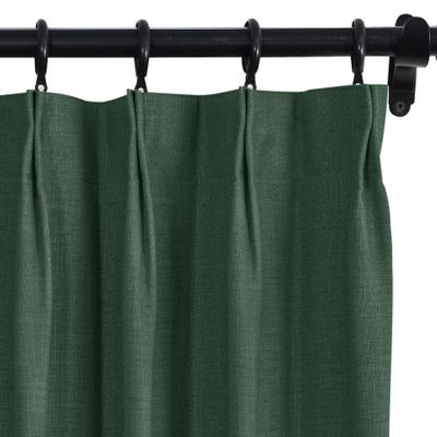Fcosie 50" W x 63" L Pinch Pleat Drapes for Traverse Rods Room Darkening Curtains Faux Linen 100% Blackout Curtains with Blackout Lining Drapery Panel for Bedroom Living Room (1 Panel), Peacock