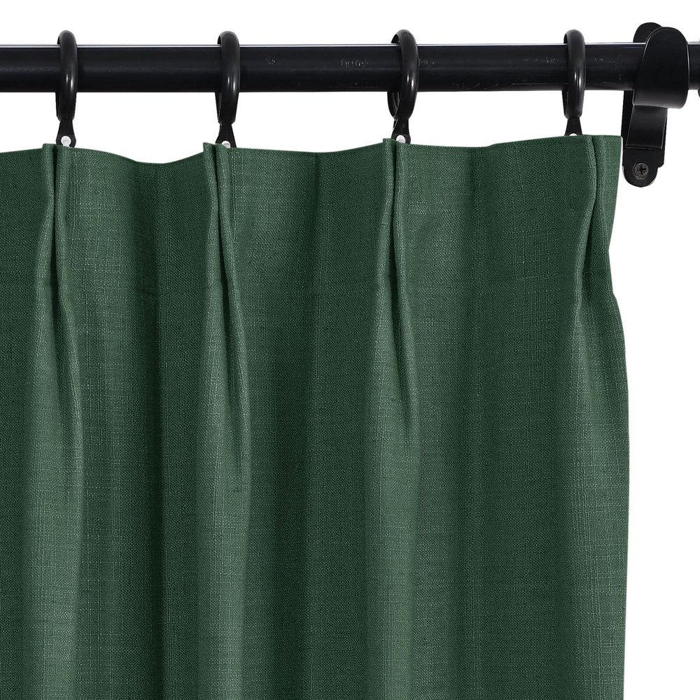 Fcosie 50" W x 63" L Pinch Pleat Drapes for Traverse Rods Room Darkening Curtains Faux Linen 100% Blackout Curtains with Blackout Lining Drapery Panel for Bedroom Living Room (1 Panel), Peacock